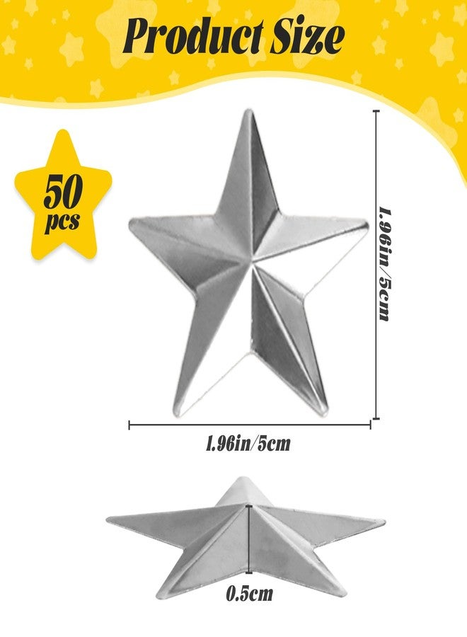 Gallipower 50Pcs Unfinished Metal Star for Home Decoration,Hanging Wall Decor for House,Outdoor Star Wall Decor,Barn Stars for Outside,Silver Stars for Home Walls Decoration(1.96in) - Image 2